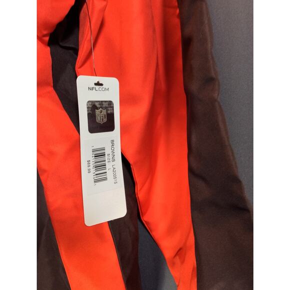 NFL Cleveland Browns Jacket Men's Large Brown Orange 1/4 Zip Sports Windbreaker - Picture 5 of 6